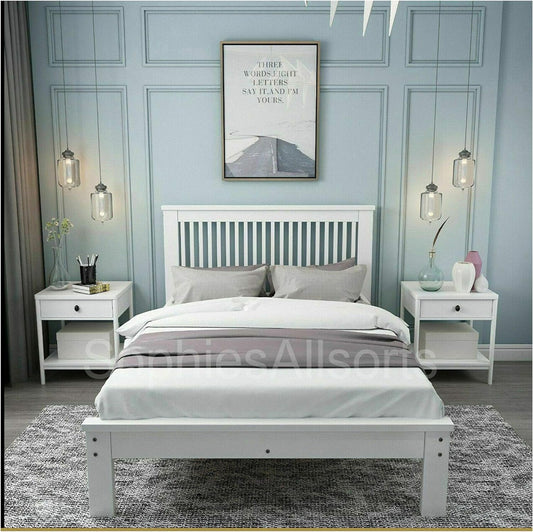 White Pine Wood Ennis Country Style Wooden Slatted Posts Bed Frame 3ft Single