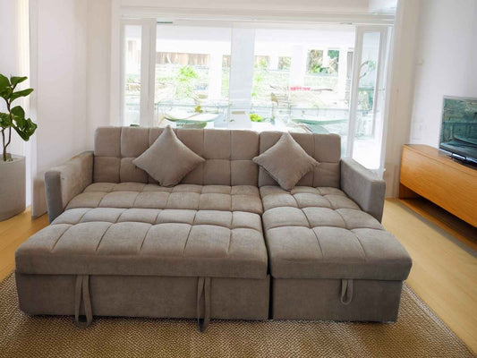 Carson Fabric Sofa Bed in Natural Beige Colour