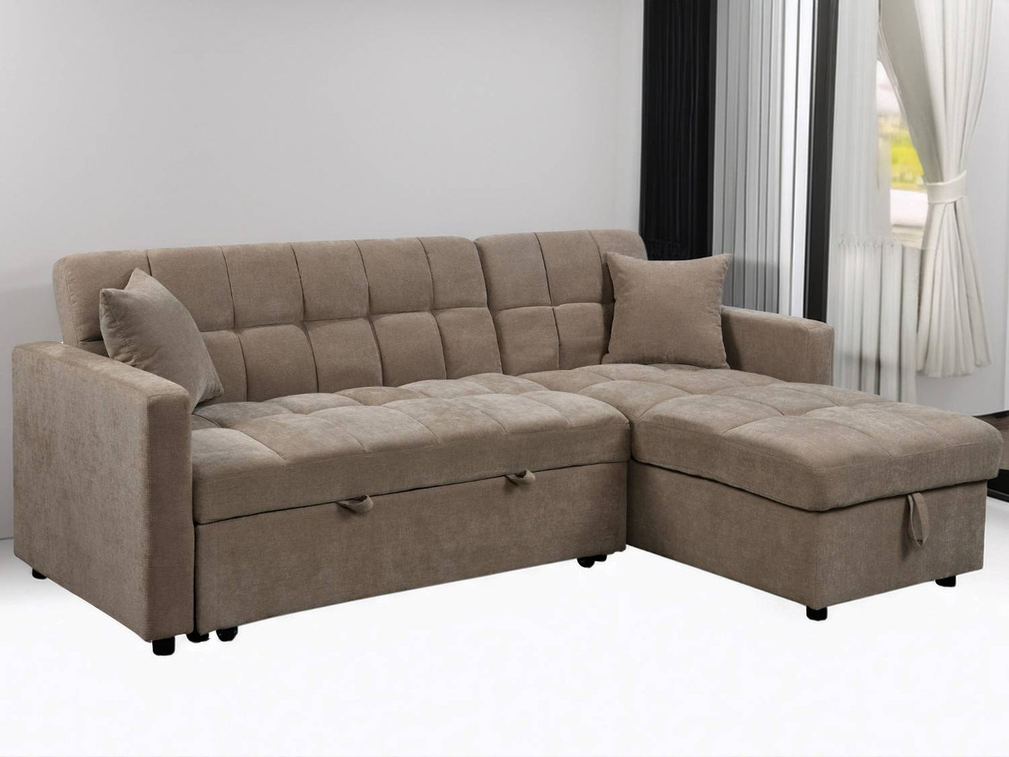 Carson Fabric Sofa Bed in Natural Beige Colour