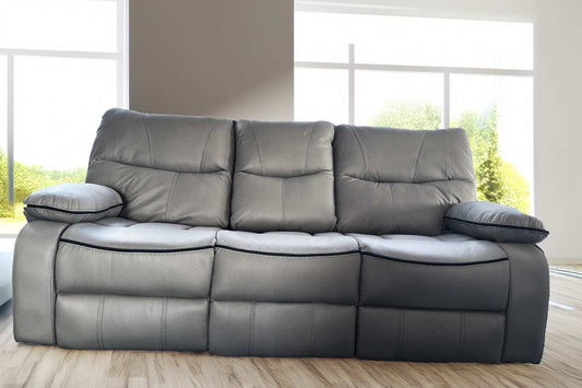 Sofa Grey Fabric PU Recliner Arm Chair, 2, 3 Seater with Set Cup Holder