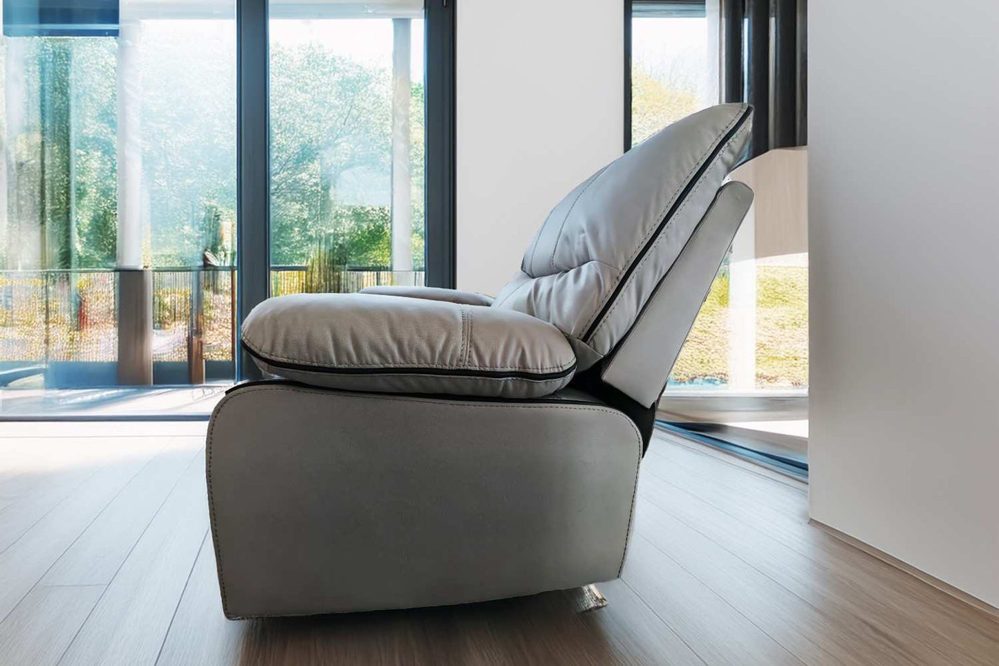 Sofa Grey Fabric PU Recliner Arm Chair, 2, 3 Seater with Set Cup Holder