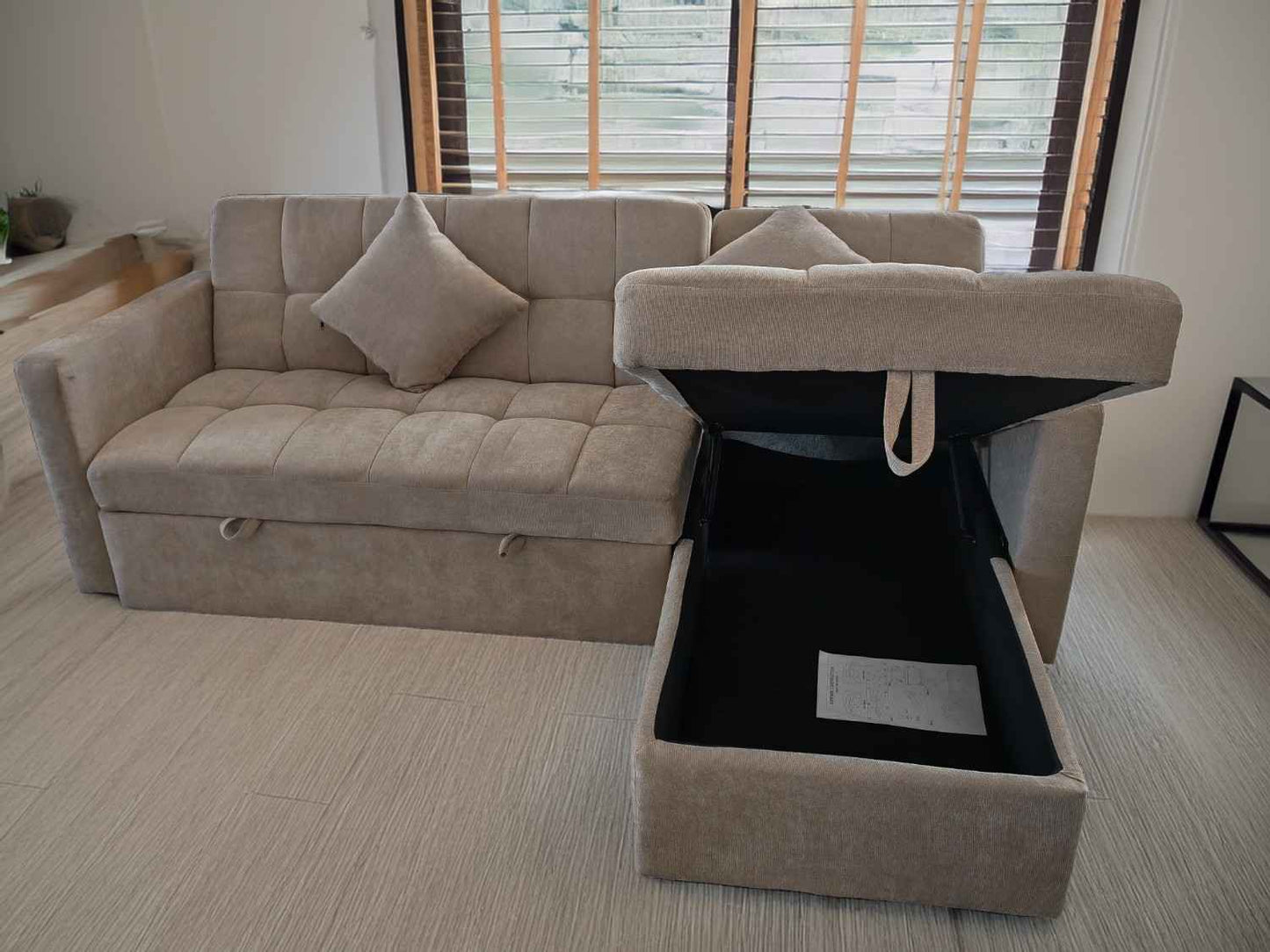 Carson Fabric Sofa Bed in Natural Beige Colour