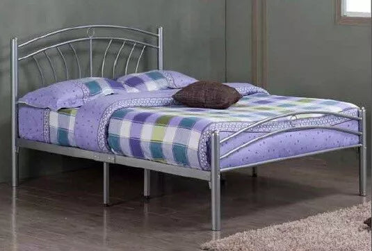 3ft / 4ft / 4ft6 / 5ft Silver Metal Mesh Bed Frame Mattress Option Sprung Foam