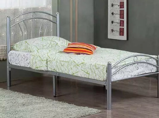 Luna Silver Metal Bed Frame Strong Mesh Base Double Locking 3ft/4ft/4ft6/5ft