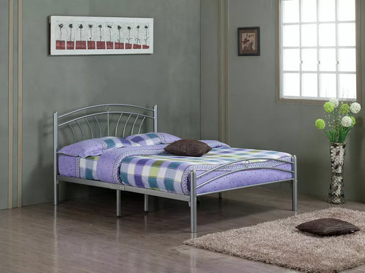 Metal Solid Bed Double 4ft-6inch Ava Dorset Silver Bedframe Bedroom Furniture