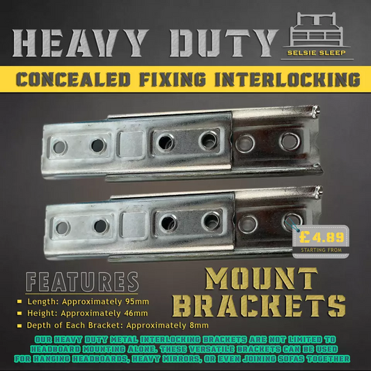 Concealed Fixing Interlocking Headboard Wall Mount Brackets Heavy Duty Sets