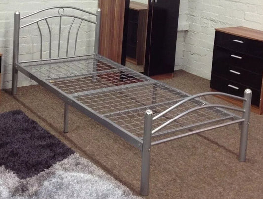 Luna 3ft Single Silver Metal Mesh Modern Bed Frame Mattress Option Sprung Foam