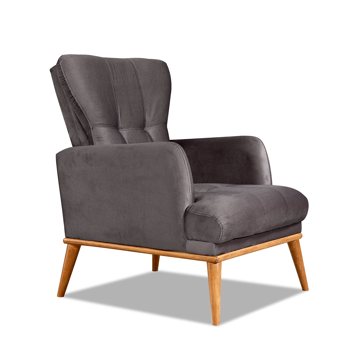 Star Berger Grey Charcoal 1 Seater Chair Sofa wood Cozy Living Space Turkey Made