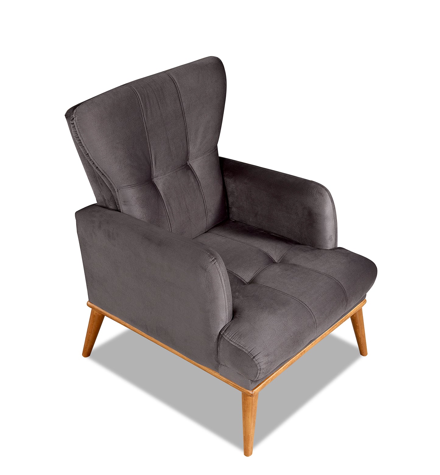Star Berger Grey Charcoal 1 Seater Chair Sofa wood Cozy Living Space Turkey Made