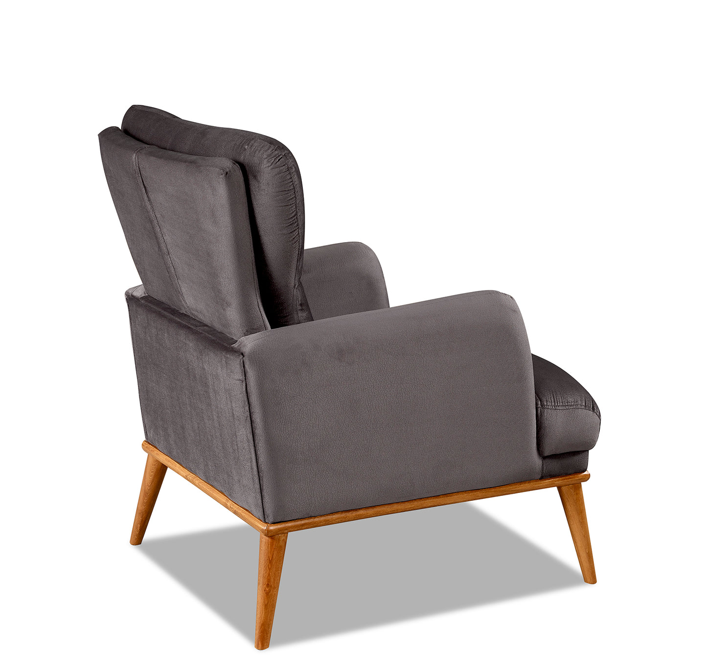 Star Berger Grey Charcoal 1 Seater Chair Sofa wood Cozy Living Space Turkey Made
