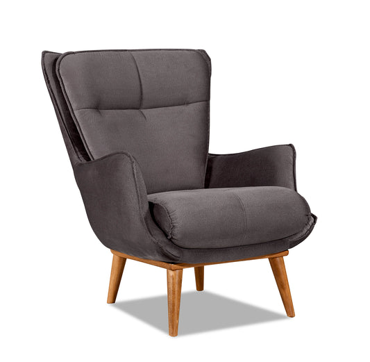 Tilsim Berger Grey Charcoal 1 Seater sofa Chair Cozy Living Space Turkey Made