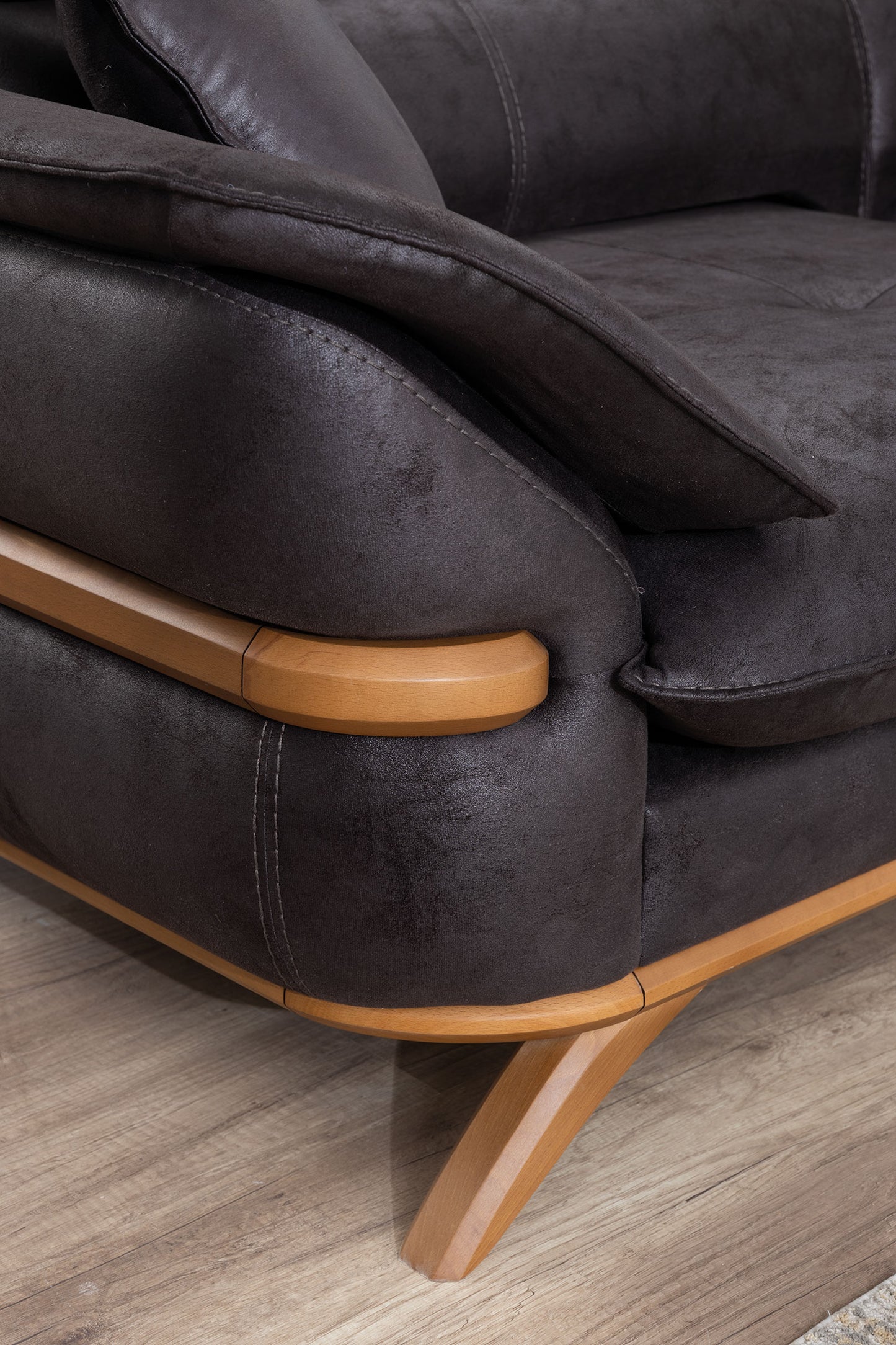 Focus Design Black Fabric Berger 1 & 3 Seater Sofa Set Stain-Proof Fabric
