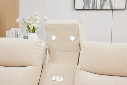 Boston Beige Electric Recliner Corner Sofa with Cup Holders & Storage