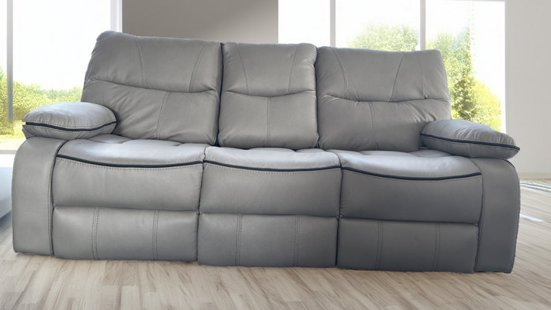 Sofa Grey Fabric PU Recliner Arm Chair, 2, 3 Seater with Set Cup Holder