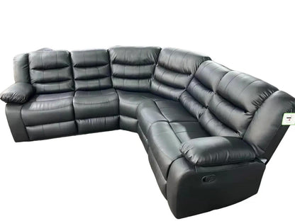Black leather Roma Corner Sofas