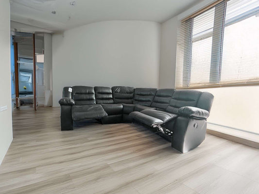 Black leather Roma Corner Sofas