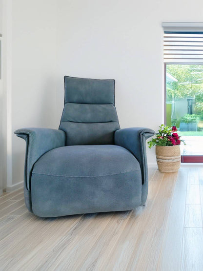 Blue Rolling Recliner Chair with Wheels – Adjustable Comfort Seating