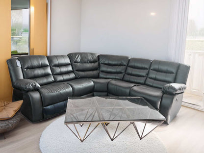 Black leather Roma Corner Sofas