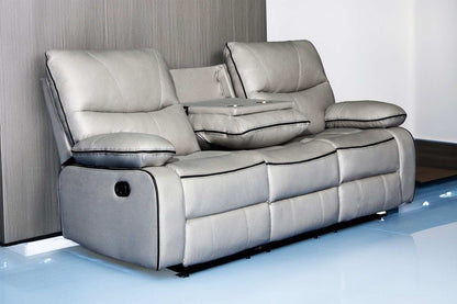 Sofa Grey Fabric PU Recliner Arm Chair, 2, 3 Seater with Set Cup Holder