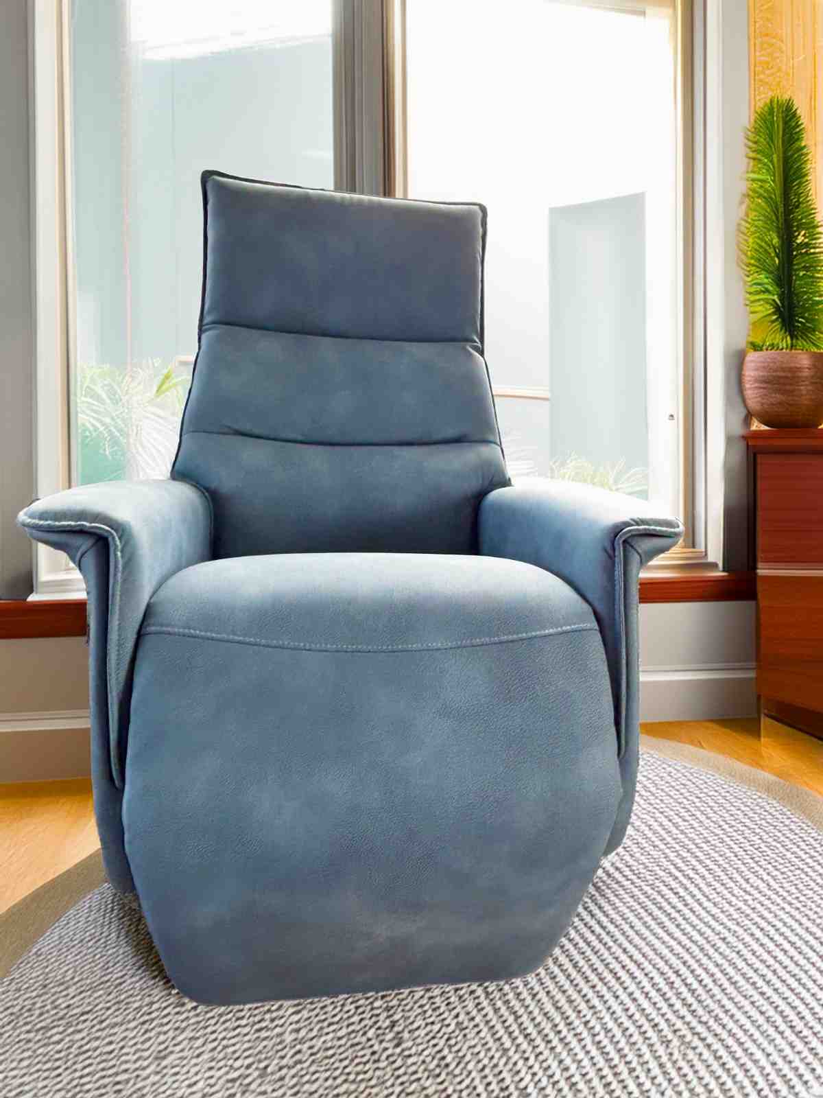 Blue Rolling Recliner Chair with Wheels – Adjustable Comfort Seating