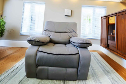 Sofa Grey Fabric PU Recliner Arm Chair, 2, 3 Seater with Set Cup Holder