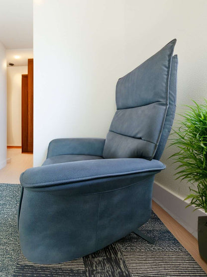 Blue Rolling Recliner Chair with Wheels – Adjustable Comfort Seating