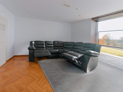 Black leather Roma Corner Sofas