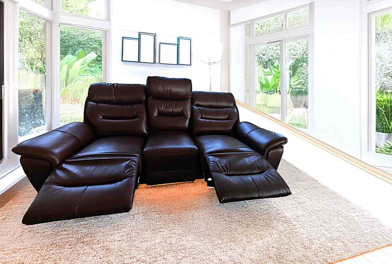 Darwin Grey Leather 3 Seater 2 Seater Electric Power Recliner Sofa