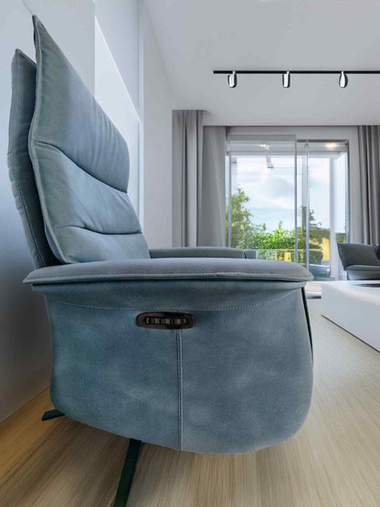 Blue Rolling Recliner Chair with Wheels – Adjustable Comfort Seating