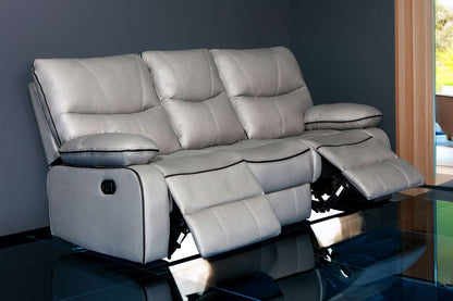 Sofa Grey Fabric PU Recliner Arm Chair, 2, 3 Seater with Set Cup Holder