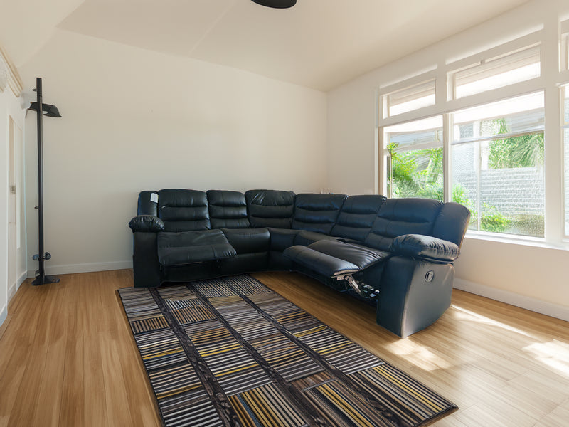Black leather Roma Corner Sofas