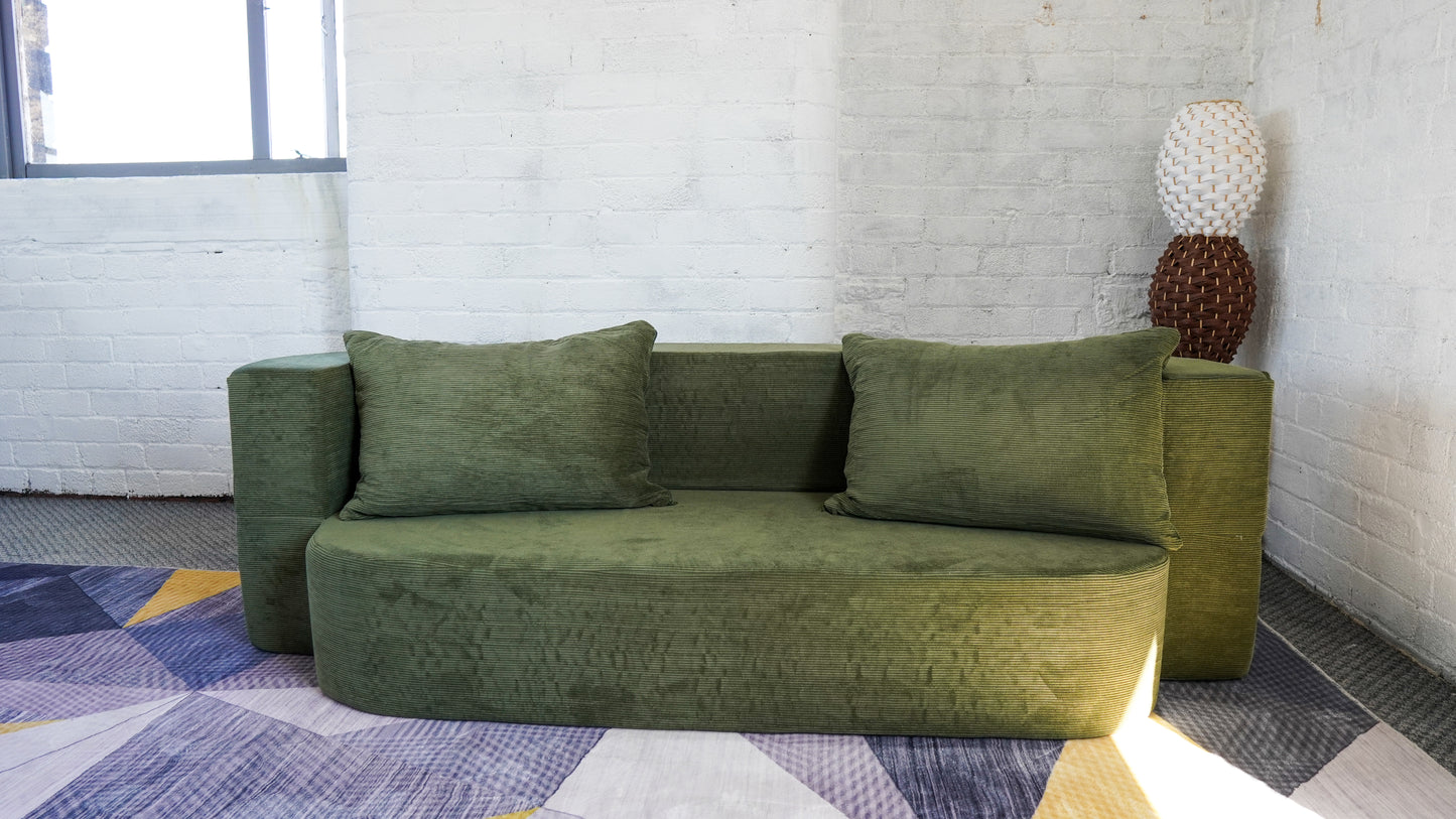Richmond Foam Sofa Bed, Foldable Sofa Bed, No Assembly, Brown & Green