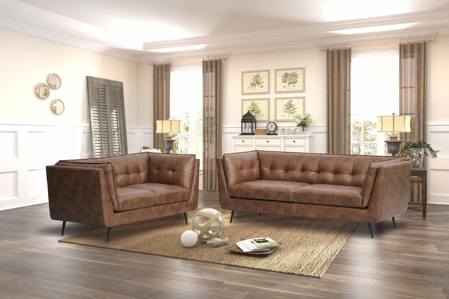 The Melbourne Suite - Brown Faux Leather Available as a 1, 2, or 3-seater