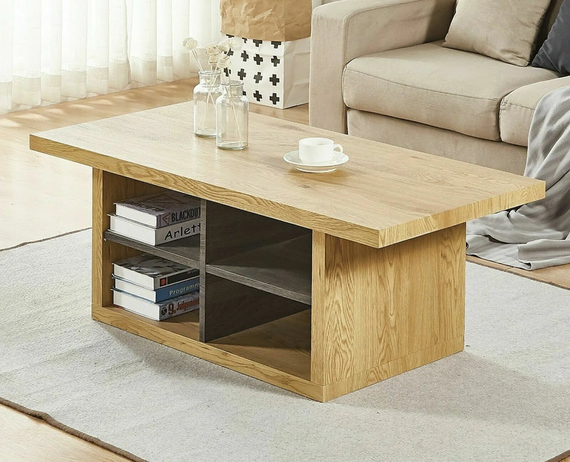 Solid Wood Prism Rectangle Office Furniture Dining Table Tea Coffee 4 Storage