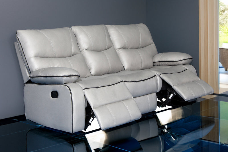 Sofa Grey Fabric PU Recliner Arm Chair, 2, 3 Seater with Set Cup Holder