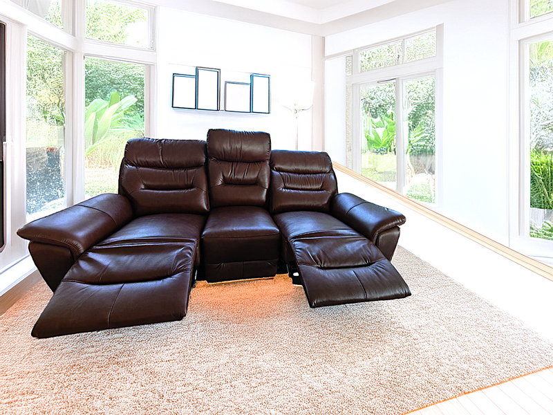 Darwin Grey Leather 3 Seater 2 Seater Electric Power Recliner Sofa