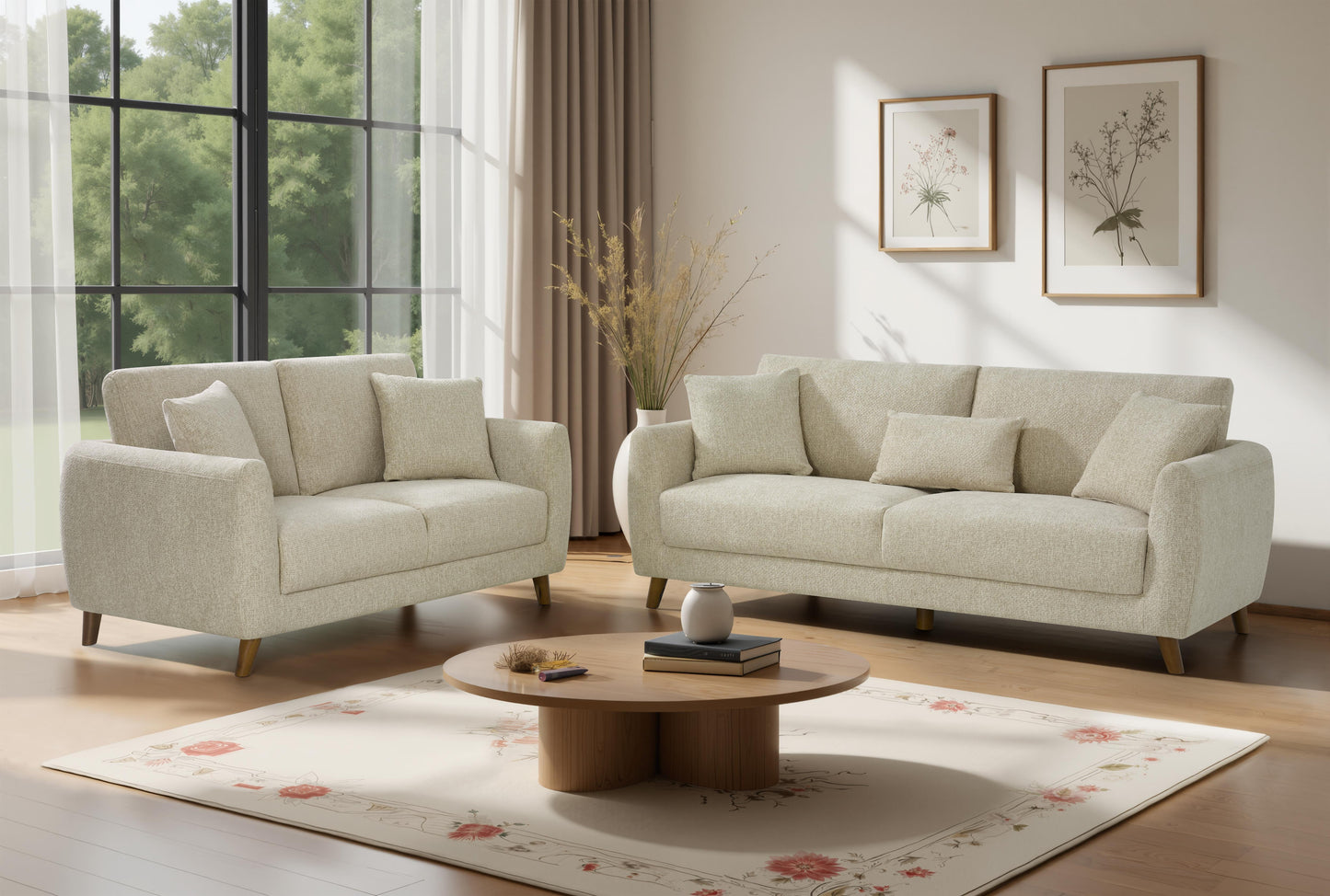 The York Suite in Beige Comes with 2+3 Seater