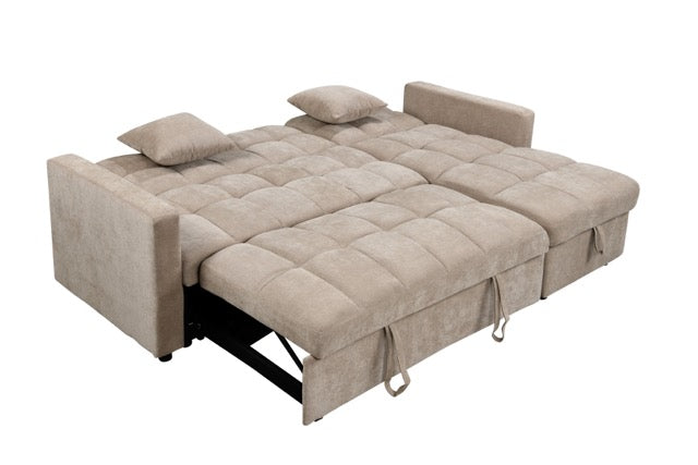 Carson Fabric Sofa Bed in Natural Beige Colour
