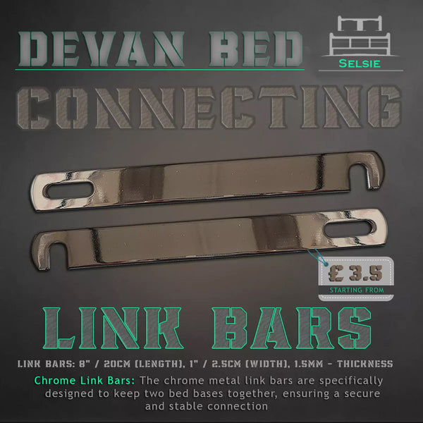 Securely Connect Divan Bed Bases with Chrome Link Bars