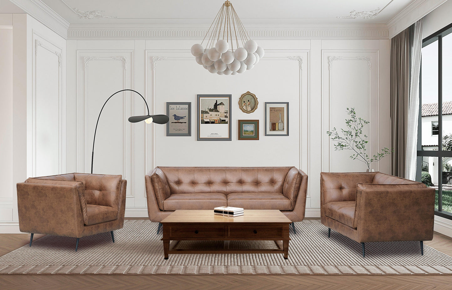 The Melbourne Suite - Brown Faux Leather Available as a 1, 2, or 3-seater
