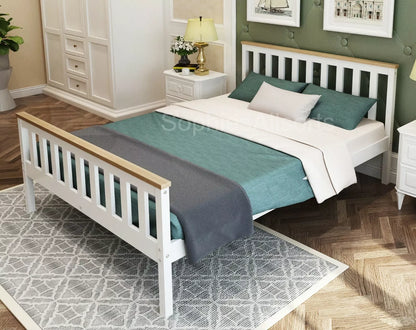 White Light Oak 3ft Single Country Style Bed Frame Mattress Option Sprung Foam