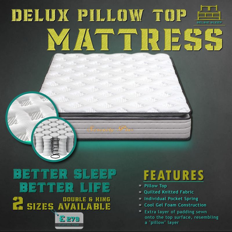 Deluxe Pillow Top Pocket Spring Cool Gel Foam Quilted Mattress