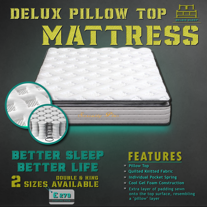 Deluxe Cool Gel Memory Foam Pillow Top Pocket Spring Quilted Mattress