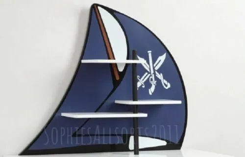 Desk Table Perfect For Children - Pirate Blue Black White Sail Effect Shelving