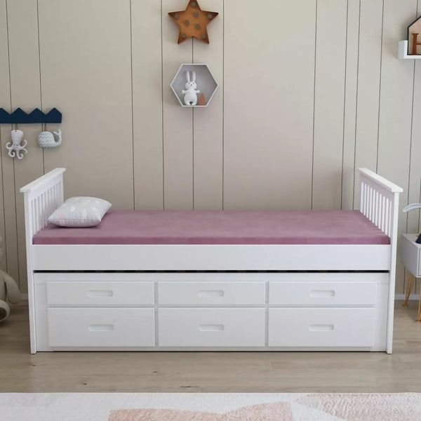 Captain Cabin Bed Frame Wooden 3ft Single Grey or White Children's Guestbed