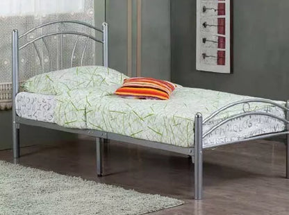 Luna Silver Metal Bed Frame Strong Mesh Base Double Locking 3ft/4ft/4ft6/5ft