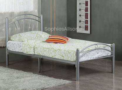 3ft / 4ft / 4ft6 / 5ft Silver Metal Mesh Bed Frame Mattress Option Sprung Foam