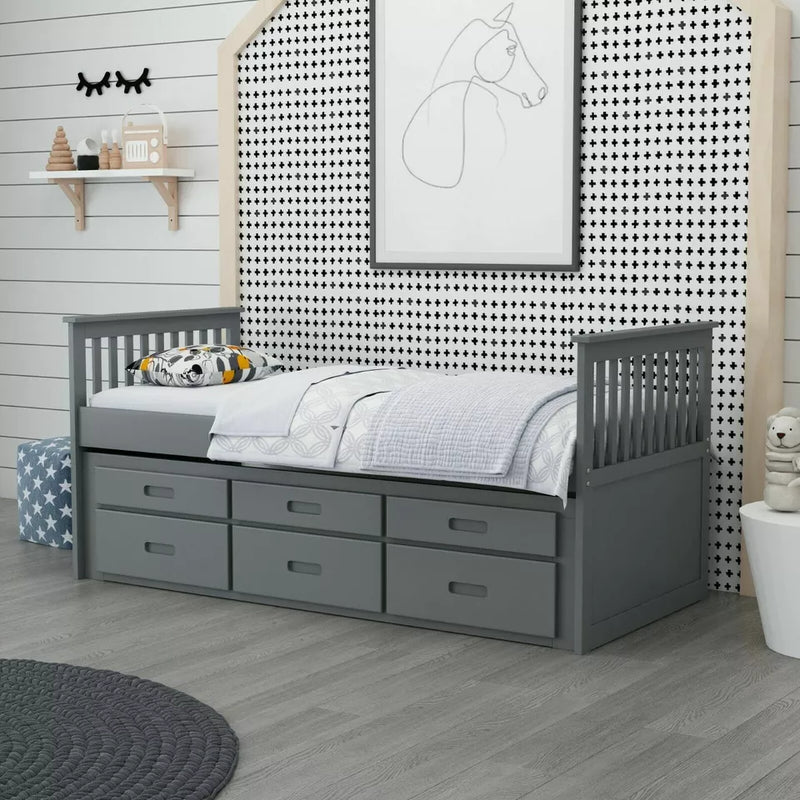 Captain Cabin Bed Frame Wooden 3ft Single Grey or White Children's Guestbed