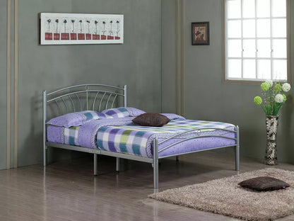 Metal Solid Bed Double 4ft-6inch Ava Dorset Silver Bedframe Bedroom Furniture
