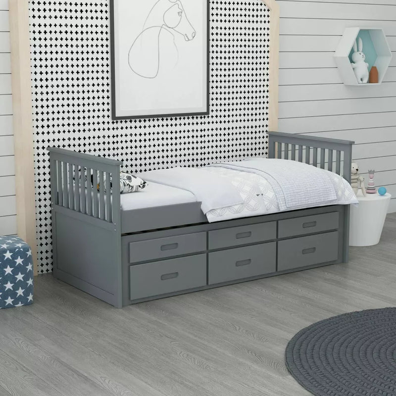 Captain Cabin Bed Frame Wooden 3ft Single Grey or White Children's Guestbed